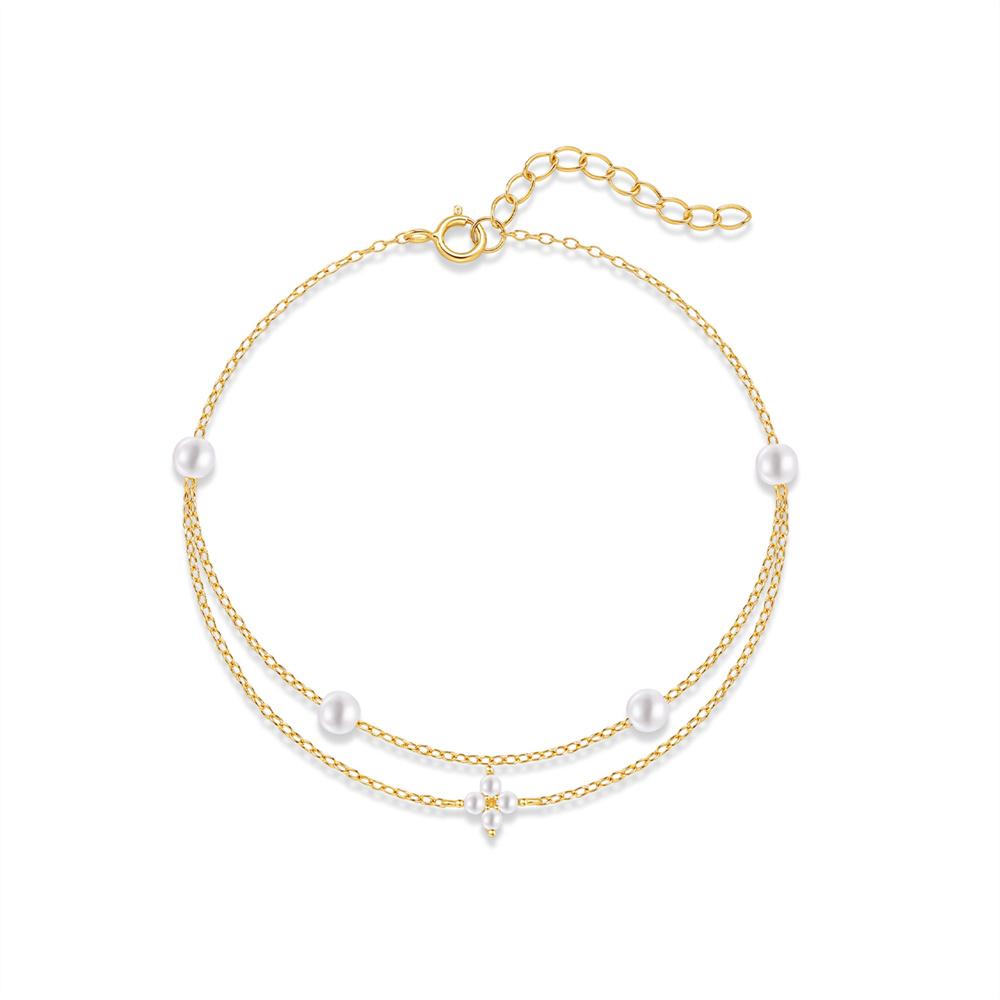 Aide 925 Silver Beaded Pearl Adjustable Versatile Bracelet For Women Gold Ins Bracelet Fine Jewelry Party Gift