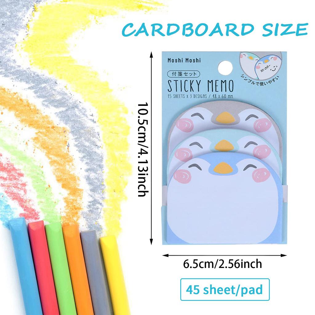 Animal Shape Self Adhesive Sticky Notes Decorative Cartoon Memo Pad, Portable Notepaper for Study Work Planner Notebook