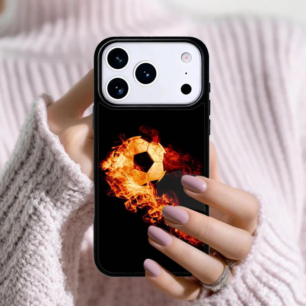 Ball Fire Football Phone Case For Apple iPhone 17 Air 16E 15 14 Plus 13 12 11 Pro Max Mini Funda Cover