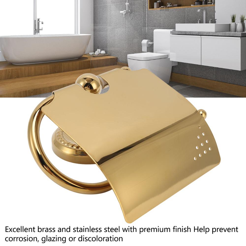Exquisite Appearance Paper Roll Holder Golden Tissue Roll Holder Bathroom Kitchen Washroom