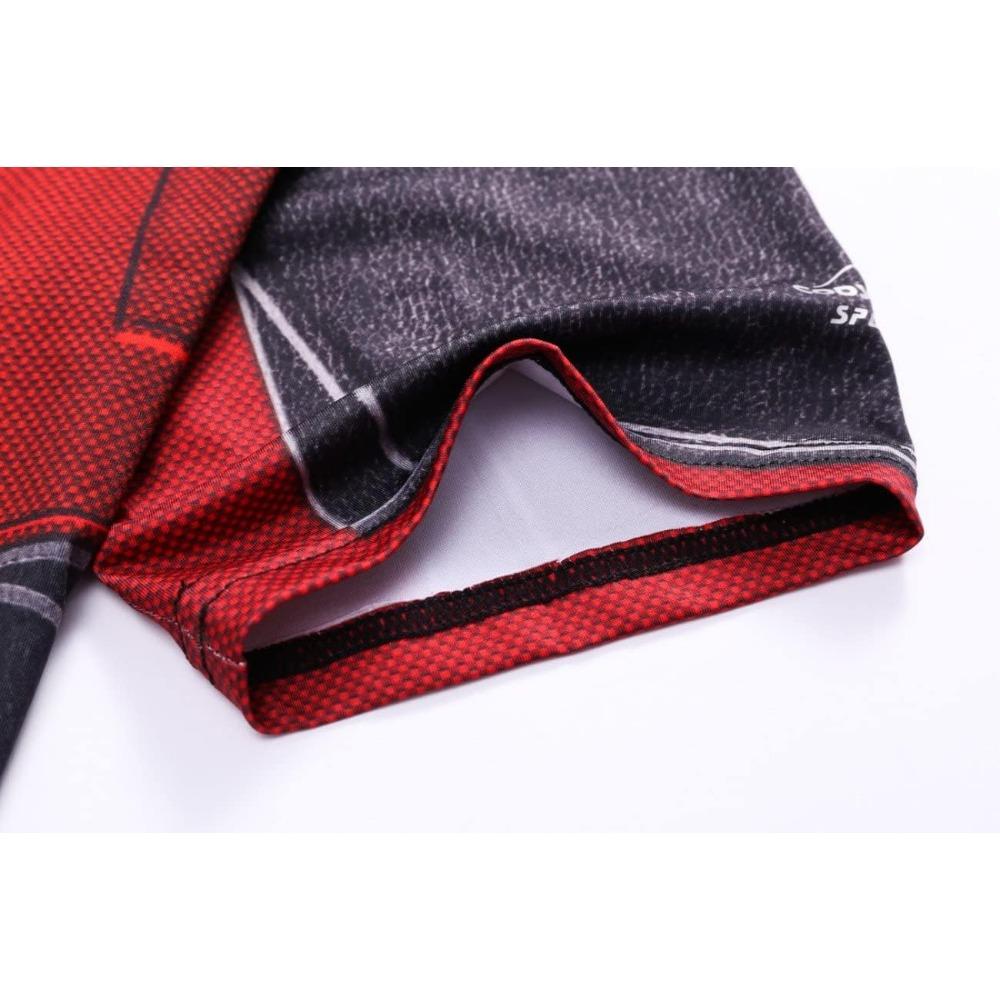 Red Plume Mens 3D Digital Printing Short Sleeve T-Shirt Outdoor Running Yoga Fitness Tight Shirt for Men
