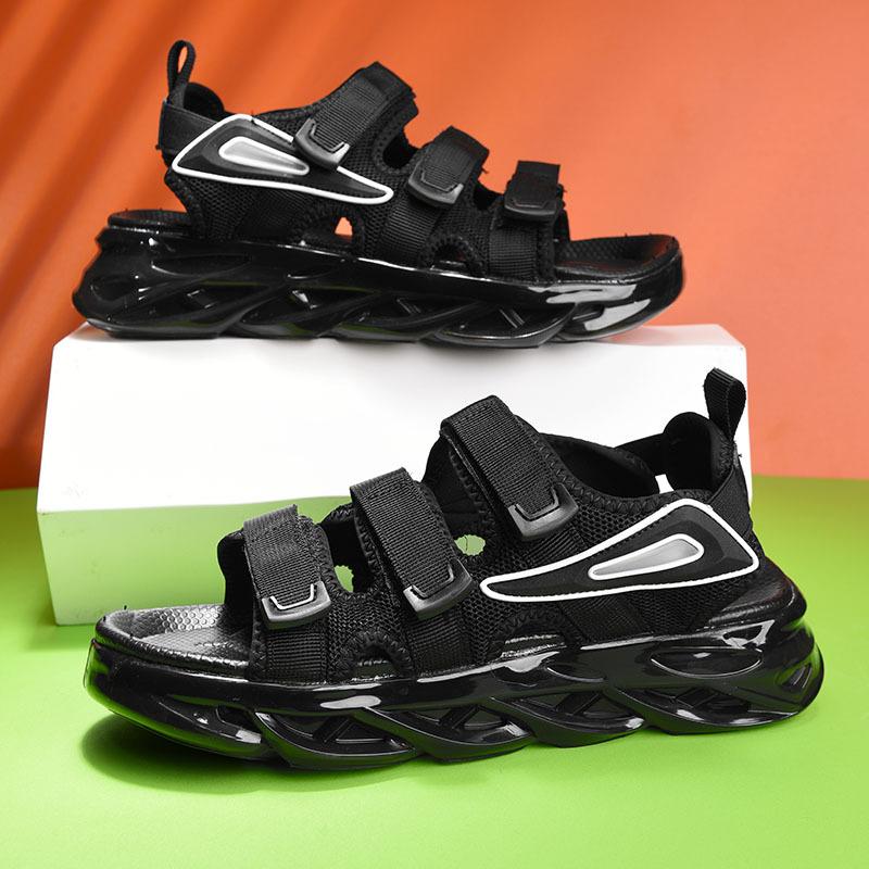 

2025 new personalized fashion casual sports men s sandals youth hollow thick-soled breathable Roman beach shoes 44