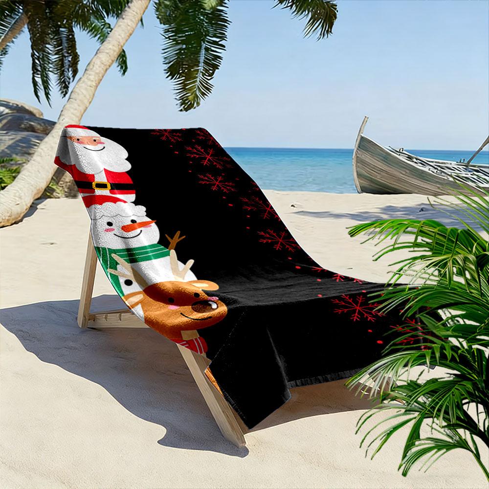 Joyful winter companions Print beach towel, quick drying, suitable for travel, outdoor sports, jogging, the beach and swimming, gift