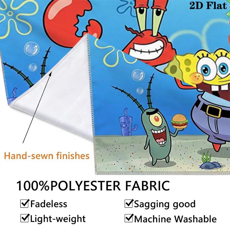 Yellow Sponge Cartoon Wall Tapestry Aesthetic Wall Hanging Printed Fabric Blanket Decorative Tapestries for Bedroom Living Room Home Decor