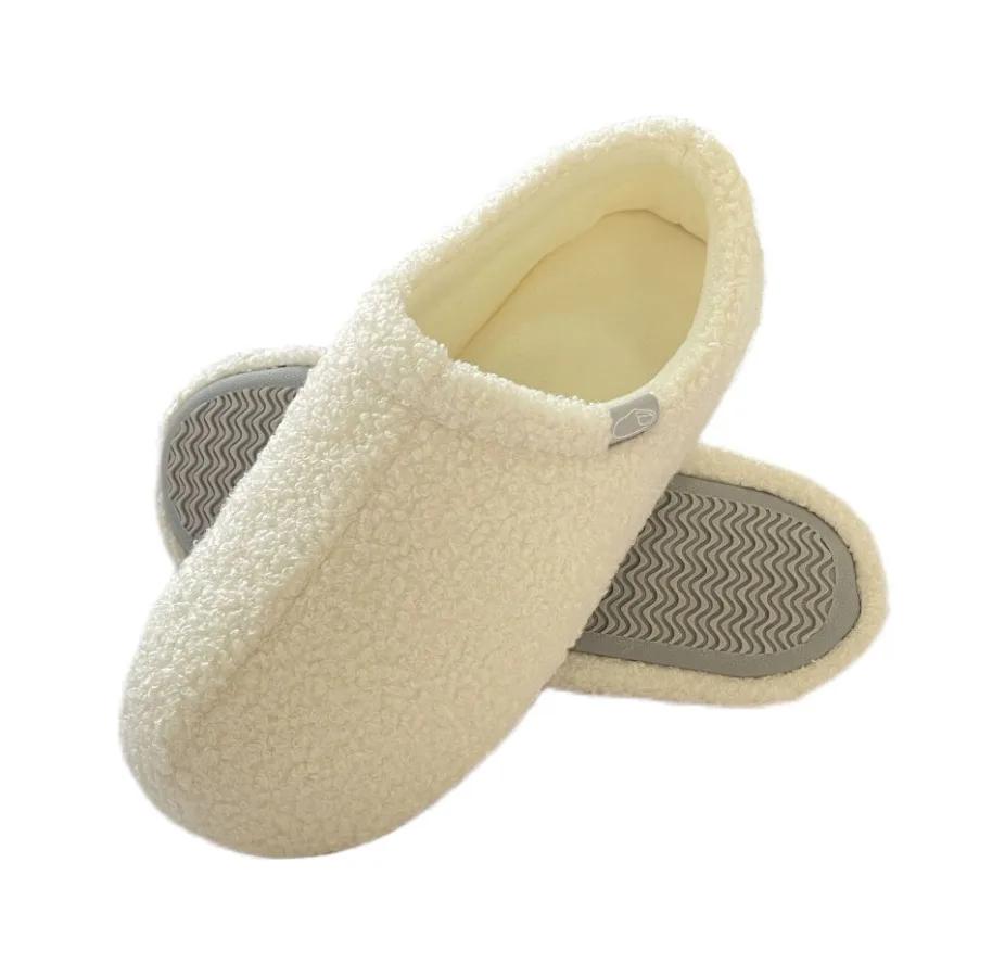 Ultra-Soft Home Cotton Shoes for Women Men, Cozy Teddy Fleece Slippers with Non-Slip Sole All-Wrap