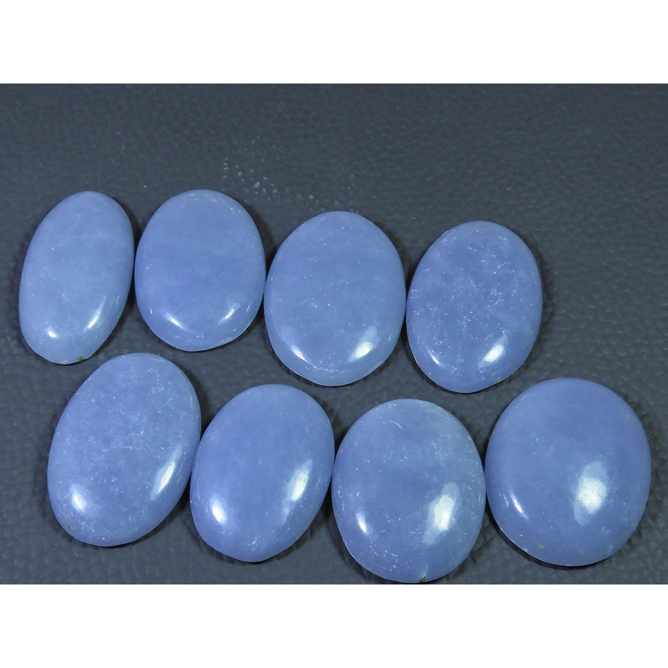 

268Cts. Natural Angelite oval Cabochon Loose Gemstone 8Pcs Lot C-669