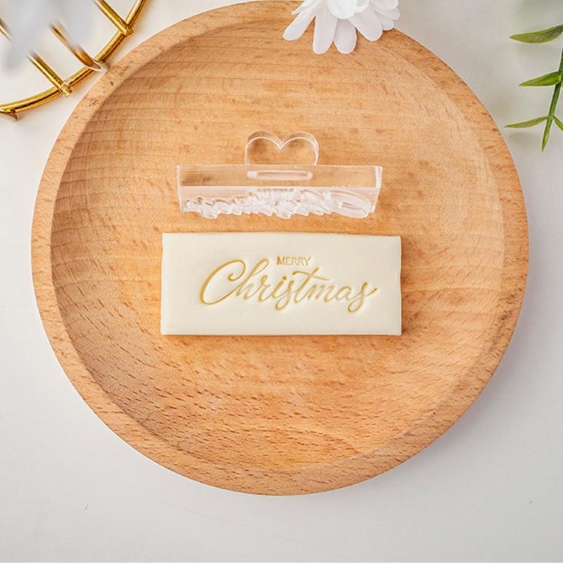 Holiday Themed English Greeting Fondant Molds Acrylic Fondant Moulds Suitable for Creating Unique Christmas Cookie