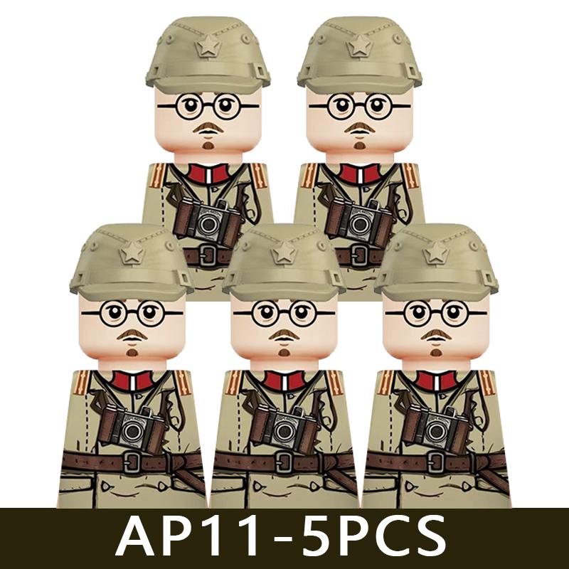 WW2 Military Soldier Figures Building Blocks Army Japanese Warrior Medical Nurse Officer Infantry Helmets UV Printed Bricks Toys
