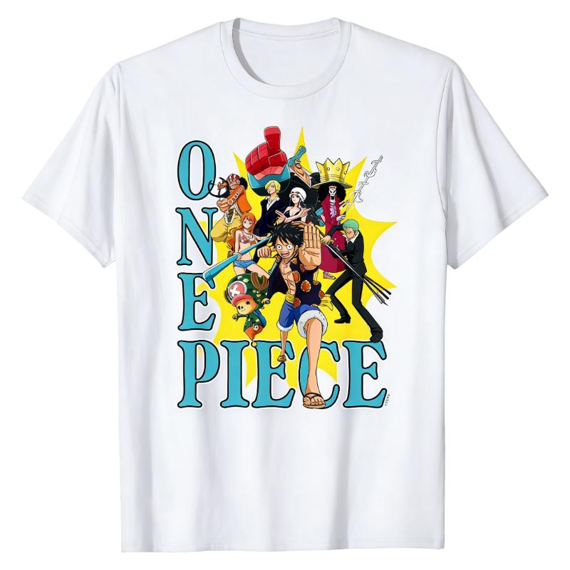 Straw Hat Pirates Full Crew One Piece TShirt Anime Graphic Print Crew Neck Soft Cotton AllMatch Casual Fashion Streetwear Tops