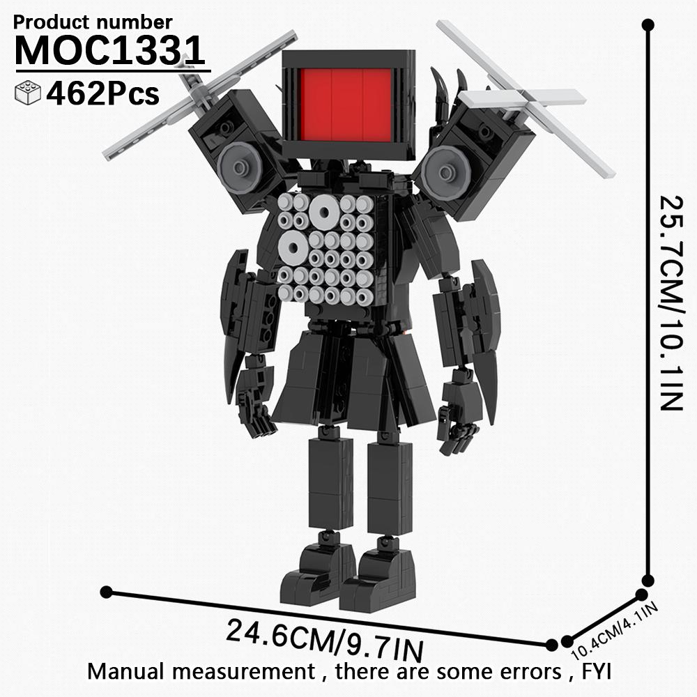MOOXI Skibidi Toilet Kempingová sada MOC Kostky Hra Super Titan Boss Woofer TV Kamera Reproduktor Sirénový Muž Boss Stavebnice Dětské Hračky