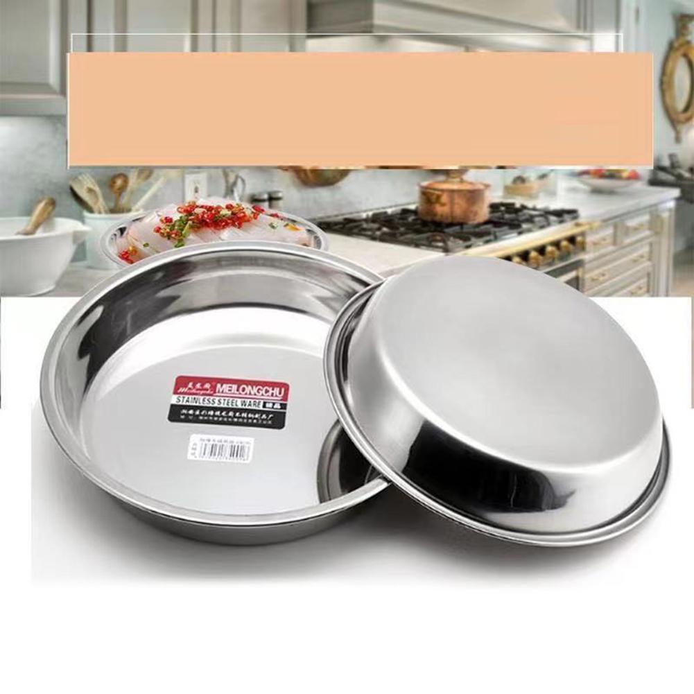 Serving Dishes Plate Cold Dinnerware Flat Plate Round Stainless Steel Tray With Non-magnetic 24 26 Good Quality