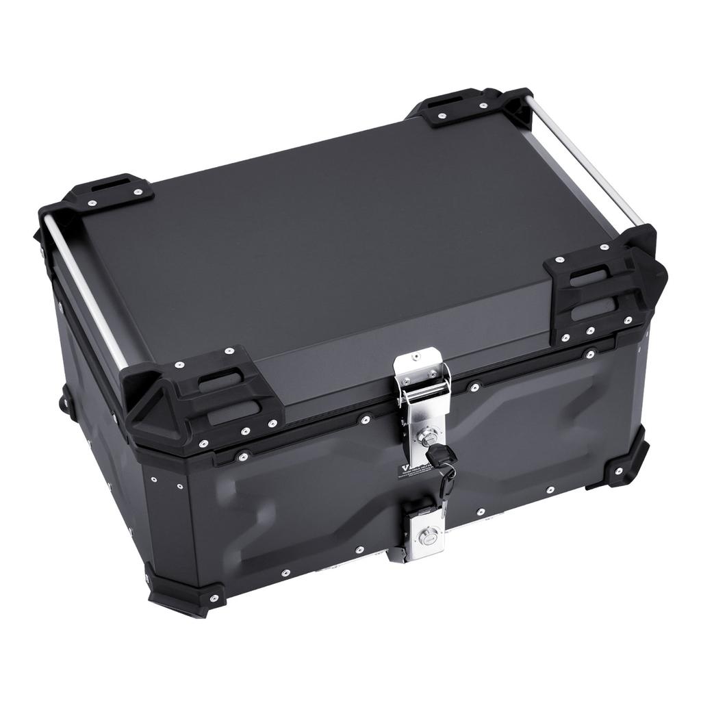 VEVOR Motorcycle Top Case, Universal Aluminum Alloy Motorbike Tail Box with Leather Lining