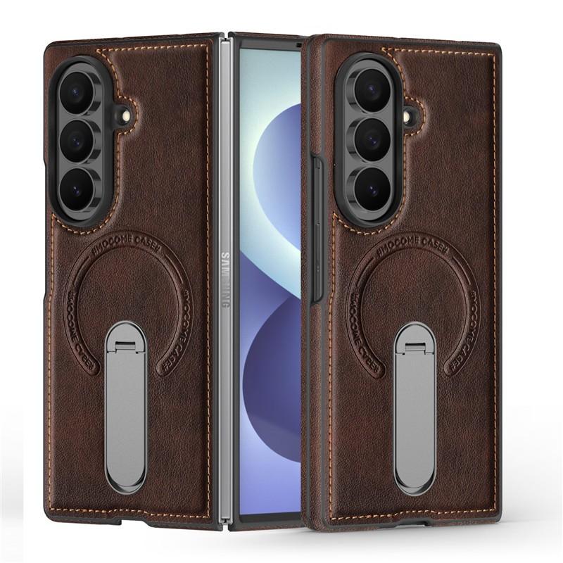 360 Bracket Holder For Magsafe Magnetic Case For Samsung Galaxy Z Fold 8 Ultra Fold8 Fold 7 6 5 4 Retro Leather Kickstand Cover