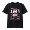 Made In 1964 Floral 60th Birthday 60 Years Of Being Awesome T Shirt Vintage Washed Fashion Graphic Top For Everyday Wear
