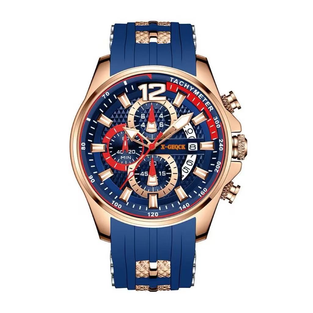 Men'S Silicone Strap Calendar Quartz Watch Sports Luminous Hand Quartz Watch Men'S Watch