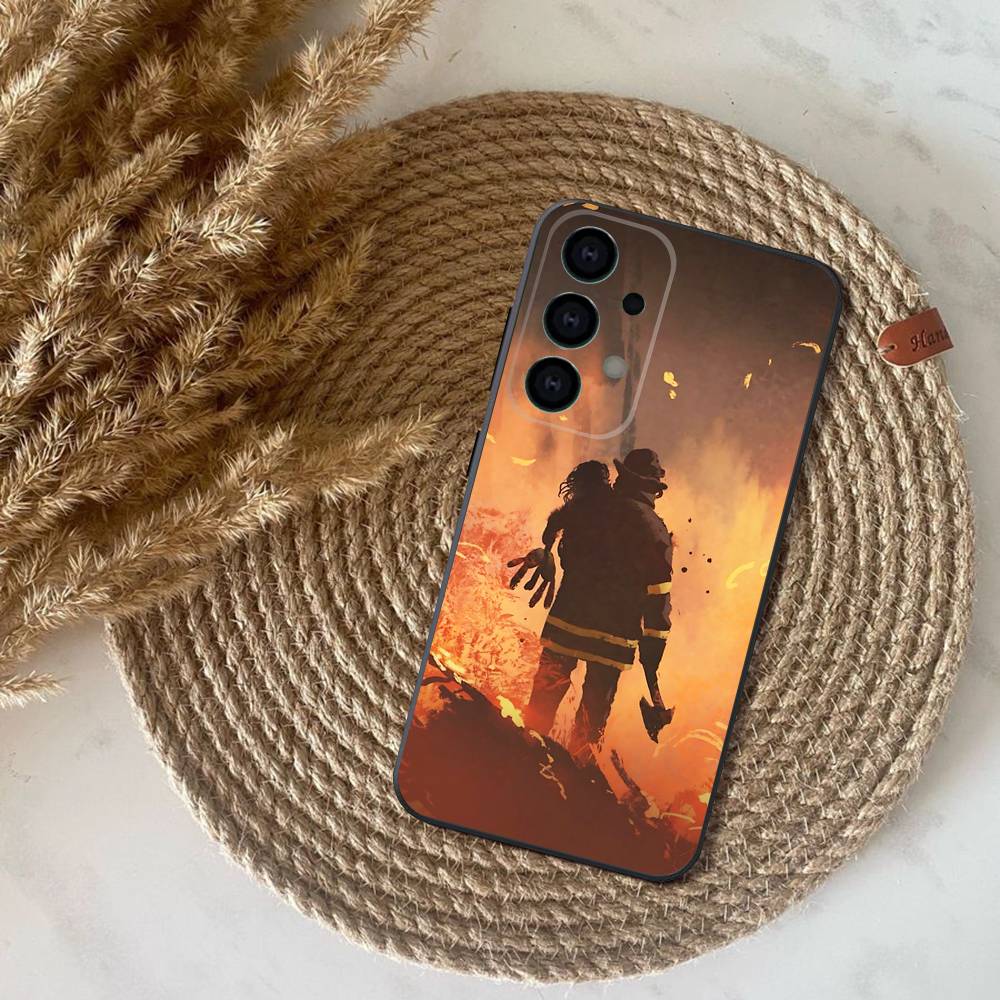 Phone Case For Samsung S25,S24,S21,S22,S23,S30,Ultra,S20,Plus,Fe,Lite,Note,10,9,Fireman Firefighter 5G Black Cover