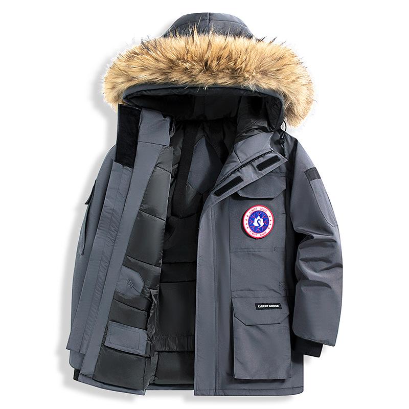 Men's Expedition-Style Goose Down Parka – Winter Windproof with Belt
