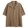 STREETRICH Men's Cuban Collar Shirt Short Sleeve Premium Breathable Eyelet Shirt Retro Resortwear Vacation Tops Oversized Tiki for Summer