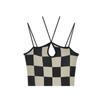 Inside The Spice Girl Small Halter Vest Women's Summer New Design Sense Outside Wearing Plaid Halter Top Woman