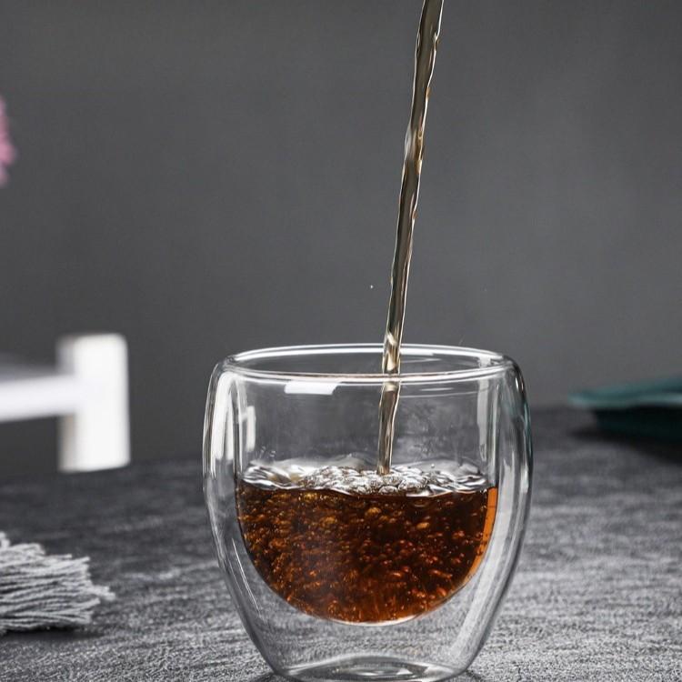 

Высокоборосиликатное двухслойное термостойкое стекло Прозрачная кофейная чашка Бытовая теплоизоляционная чашка для воды Чашка для молока Чашка для чая Чашка для сока Double cup 80ml