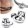 Copper Cute Animal Hanging Sloth Charm Fit Original Bracelet Charm Women'S Black Enamel Craft Jewelry Gift