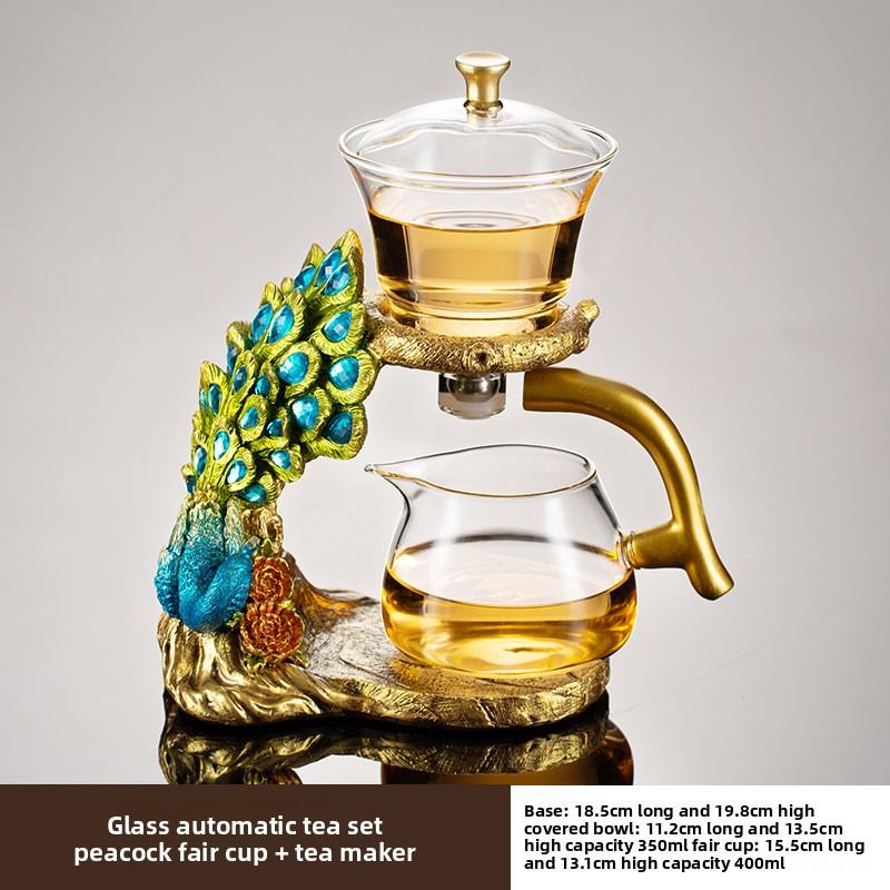 1 Set of Glass Tea Set, Household Magnetic Suction Semi-automatic Lazy Person Teapot