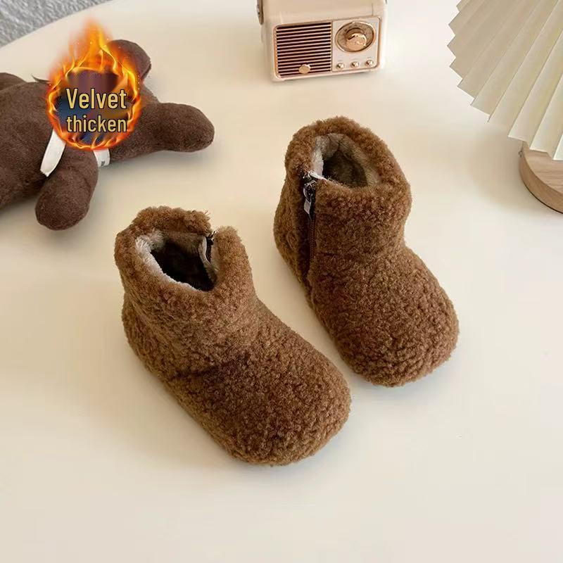 

Children s Fur-Lined Snow Boots - Warm Velvet Winter Short Boots for Girls 30 верблюд
