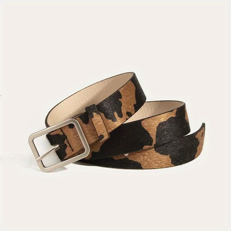 Colorful Cow Print Belts Fashionable Simulated Animal Fur Belts Alloy Buckles Woman Apparel Accessories