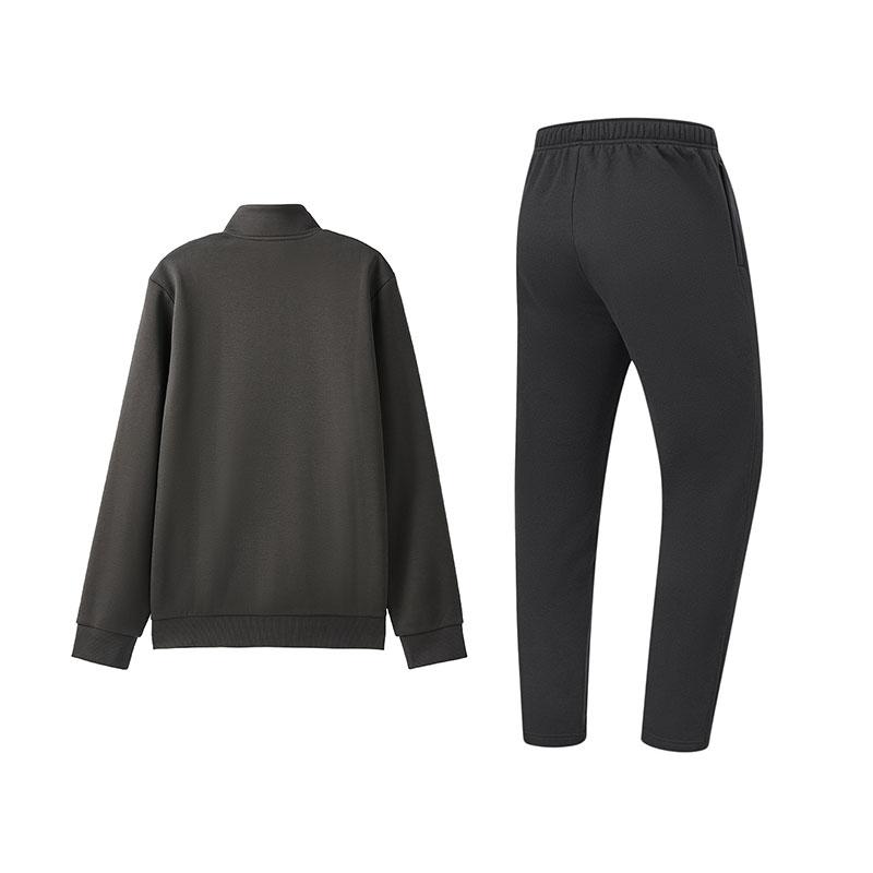 Li-Ning Fleece Lined Stand Collar Design Cardigan Hoodless Sweatshirt Comfortable Long Pants Casual Sports Suit Men suit AWDVG71-3+AKLUA75-5