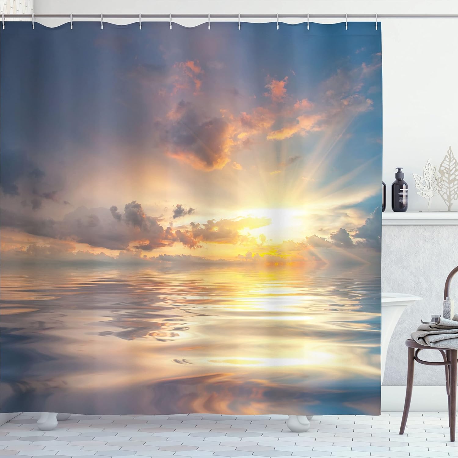 

48 Style Розкішні сіро-білі мармурові штори для душу з геометричними смугами Штори для аксесуарів для ванної кімнати Штора для ванни з гачками Водонепроникна 150x180cm