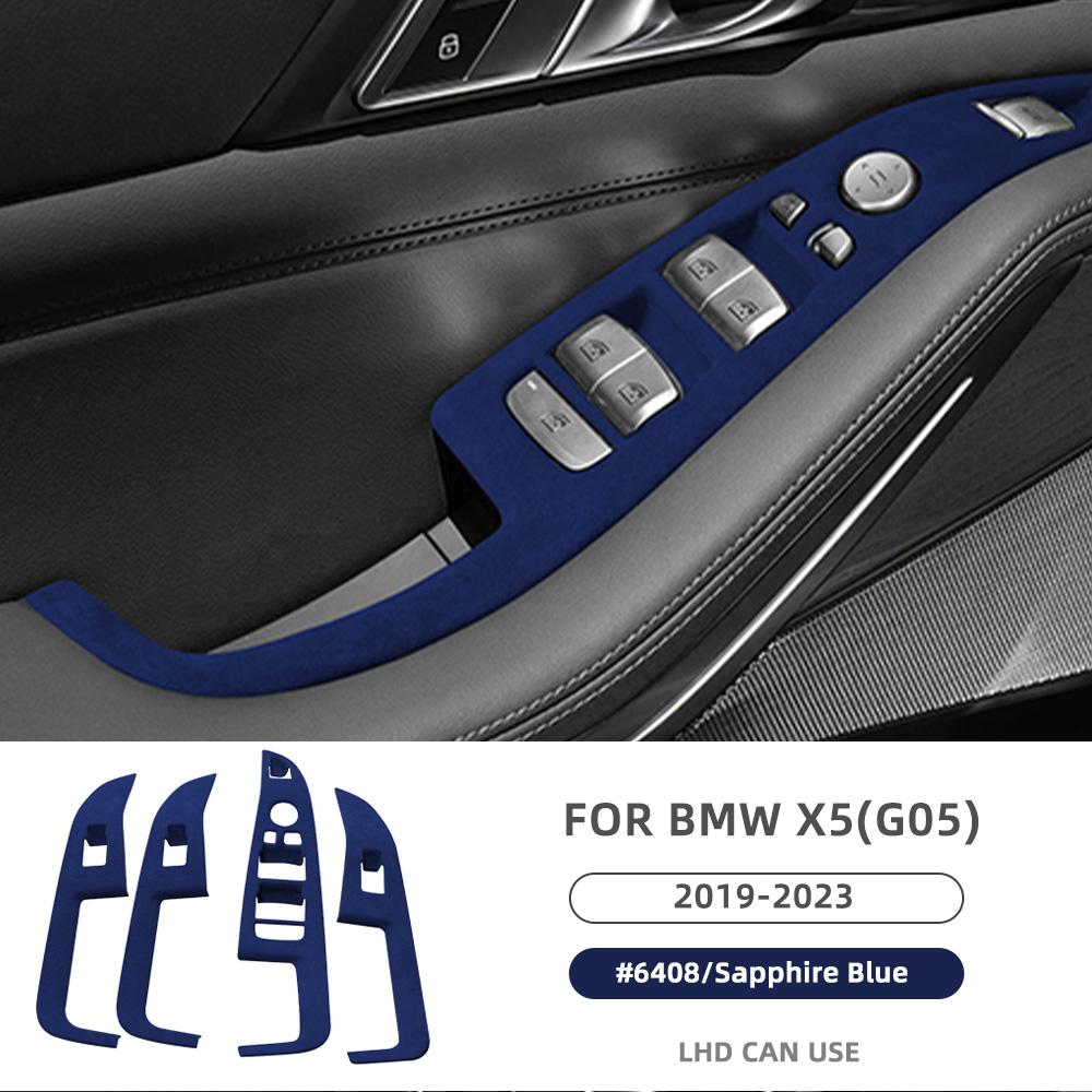 Italy Super Suede Car Window Lifter Switch Control Frame Cover for BMW X5 G05    2022 2023 Trim Flannel