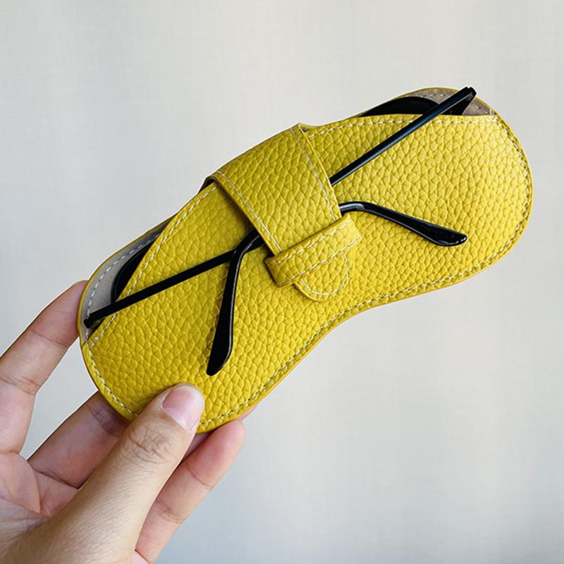 PU Leather Portable Glasses Bag Sunglasses Storage Bags Men and Women Car Glasses Protective Cover Anti-crushing Glasses Clip