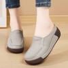 Summer Ladies Platform Loafers Casual Leather Sandals Clog Slippers Backless Mules Women Thick Sole Height Increase Shake Shoe