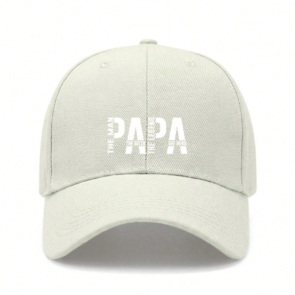 [Papa Dad Hat] Light Beige Polyester Adjustable Breathable Casual Baseball Cap For Men Father's Day Gift