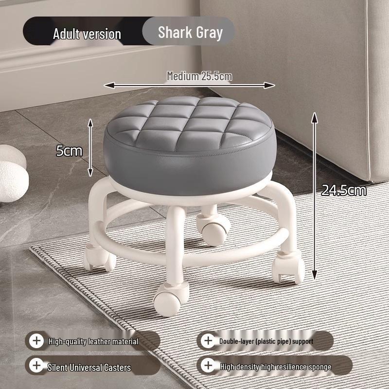 Compact Silent Rolling Stool with Lumbar Support and Soft Cushion