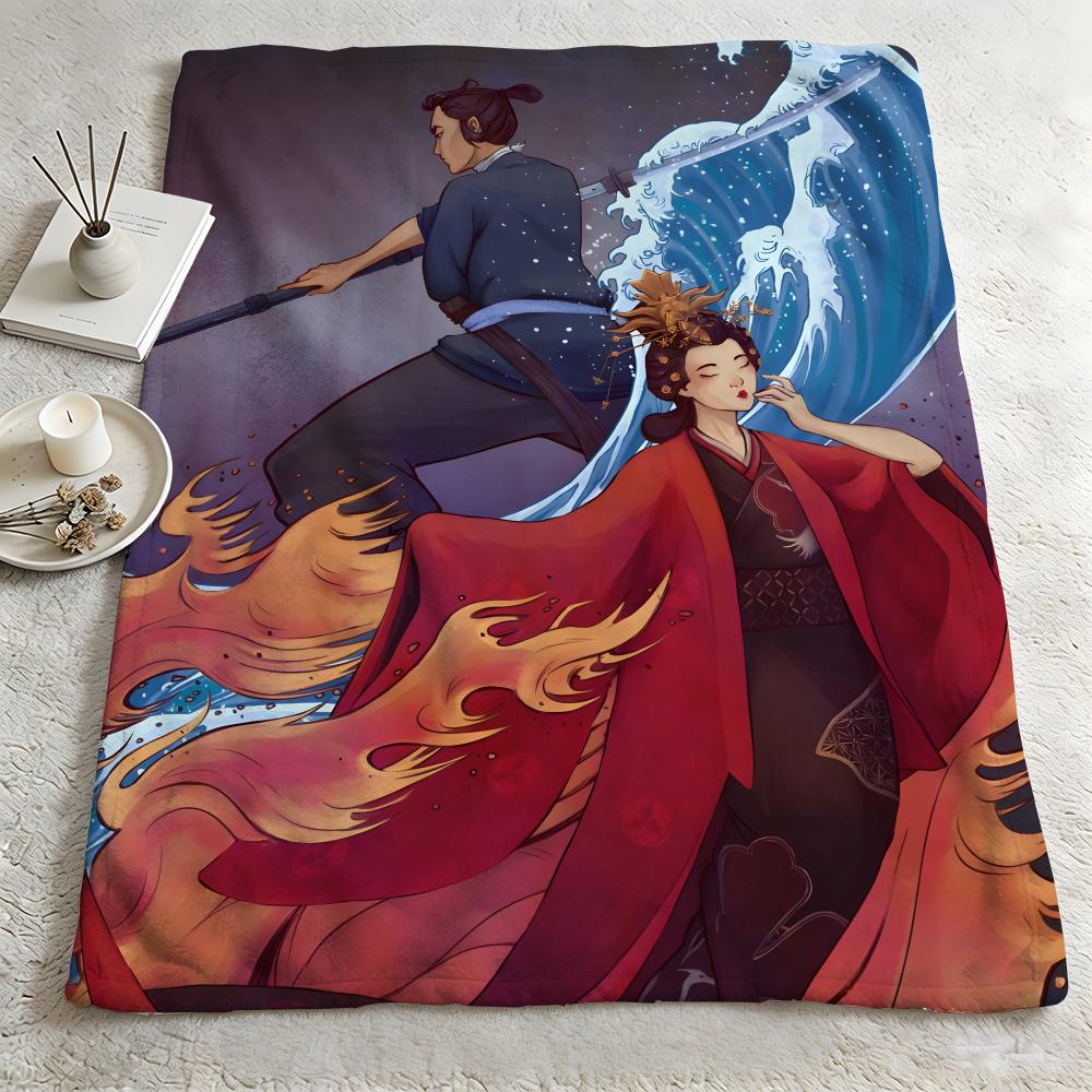 Anime BBlue Eye Samuraii Throw Warm Soft Flannel Blanket Multiuse for Sofa Bed Camping Travel Nap