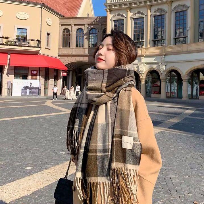 Plaid Scarf Women's Long Autumn and Winter New Korean Style Versatile Student Shawl Warm Scarf