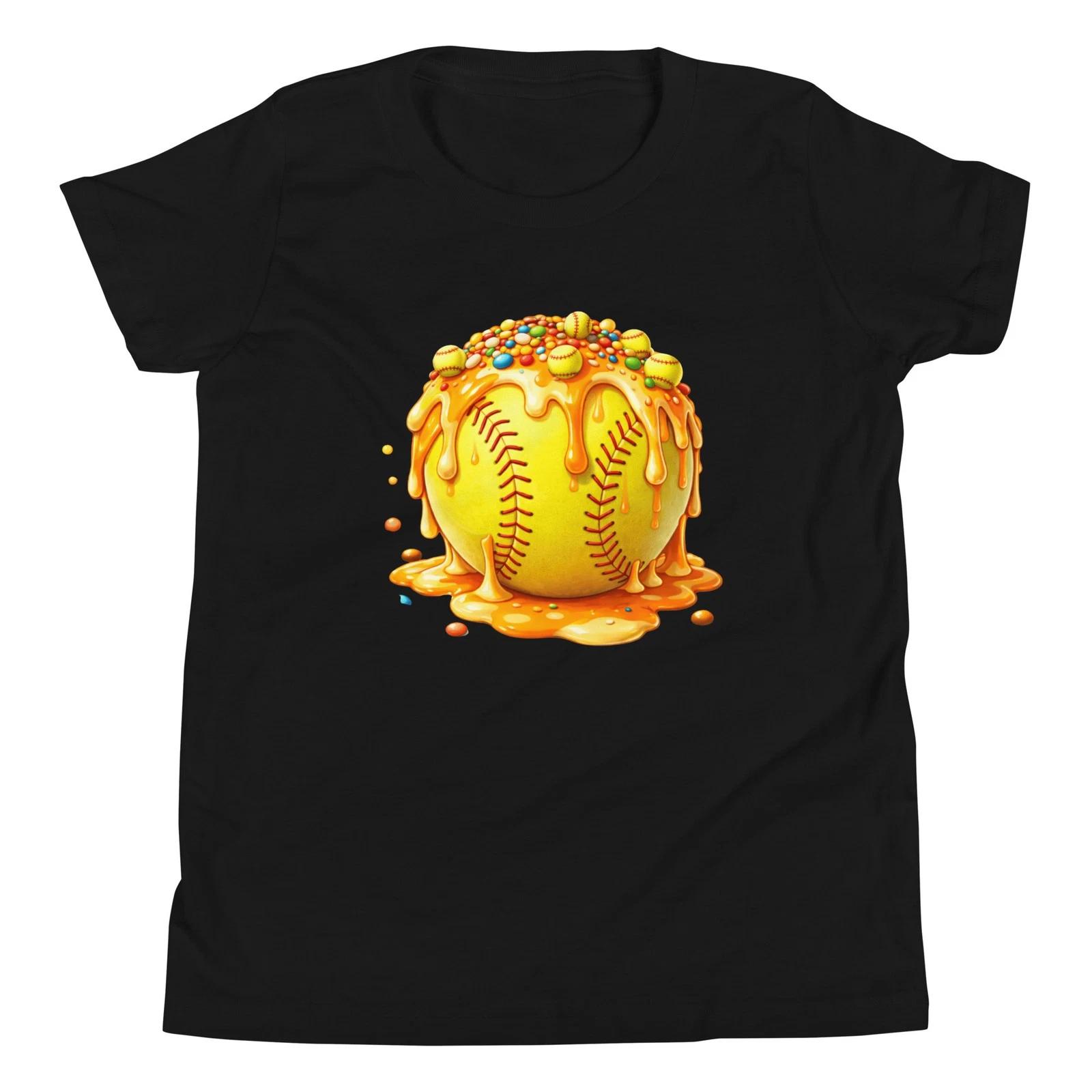 

Softball Ice Cream Drip Candy Sprinkle Dessert Graphicle Youth T-Shirt 120