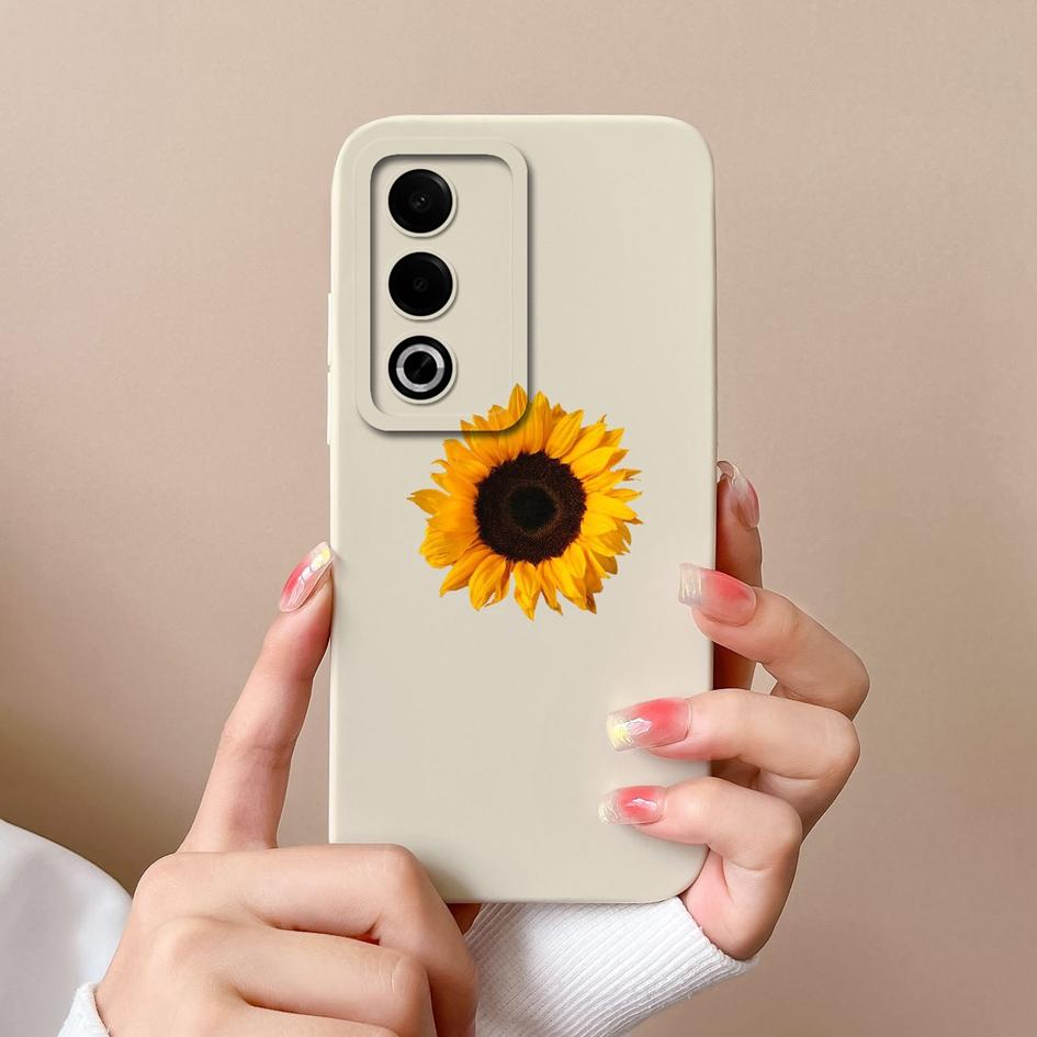 Neue Hülle für OPPO A3X A3 Pro Realme 12 13 Plus C63 Hübsige Sonnenblumen Displayschutzfolie Mattes Flüssigsilikon Schutz für OPPO Hüllen Rutschfeste Capas