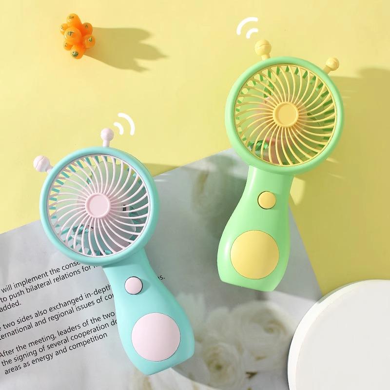 Portable Cartoon USB Rechargeable Mini Fan for Students and Desktops