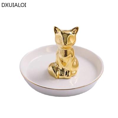 Ceramic Handicrafts Creative Fox Jewelry Tray Home Decoration Accessories Desktop Storage Ornaments