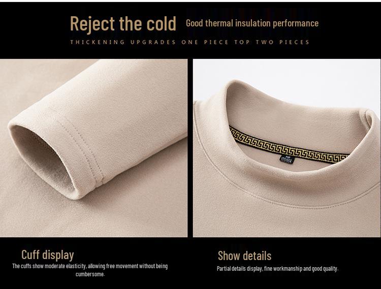 2025 Men's Base Layer Shirt: Silk Wool, German Velvet, Half-High Collar, Thickened Sweatshirt