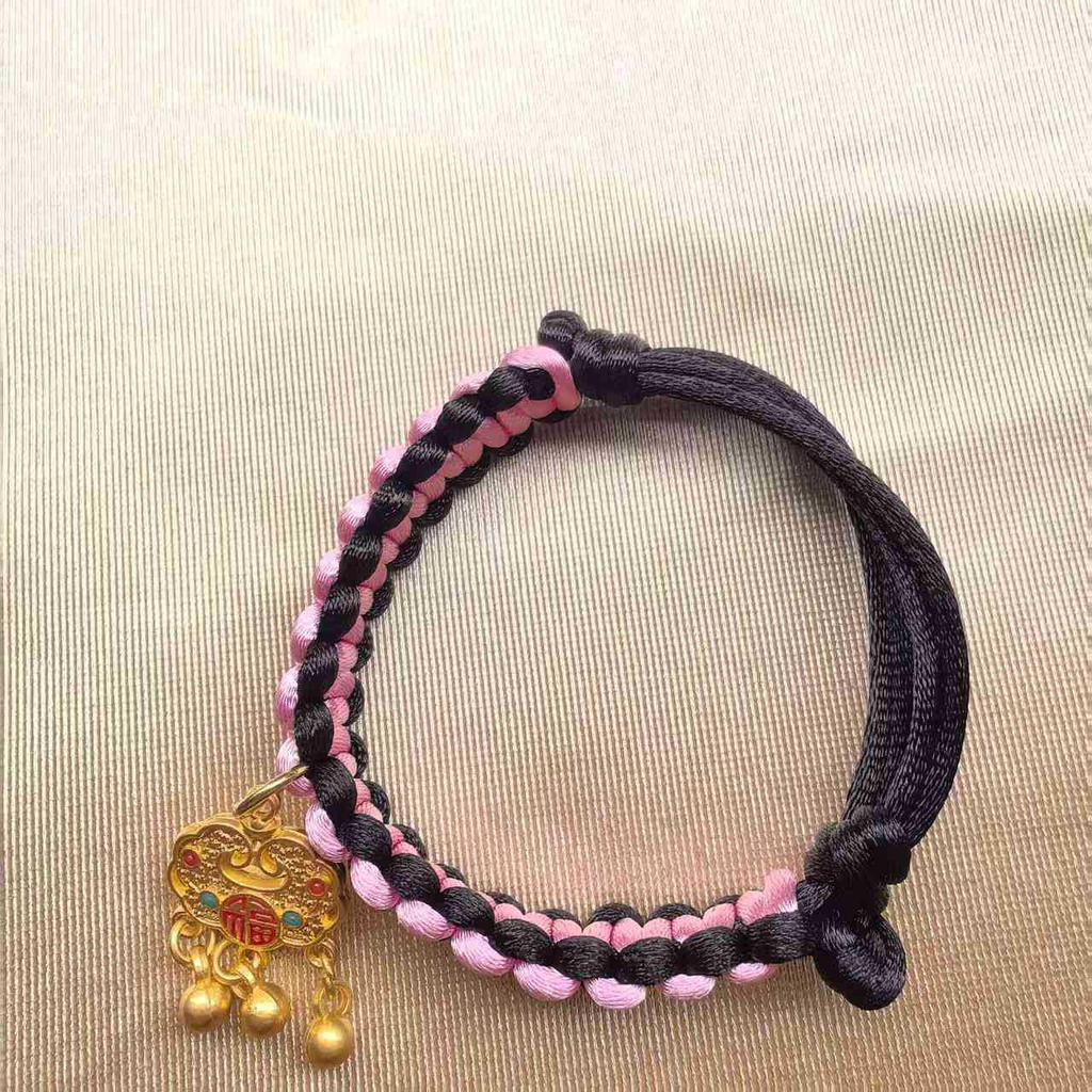 Pet Collar: Hand-Woven Red Rope Necklace with Longevity Lock for Cats and Dogs - Attracts Wealth and Fortune