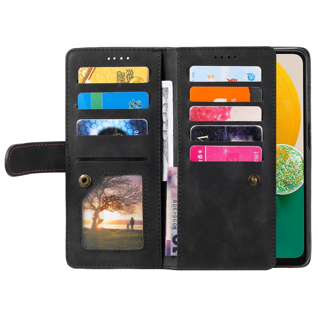 Shockproof PU Leather Phone Case for Samsung Galaxy A34 5G,Zipper Pocket Design Stand Anti-Scratch Protective Cover with 9 Card Slots