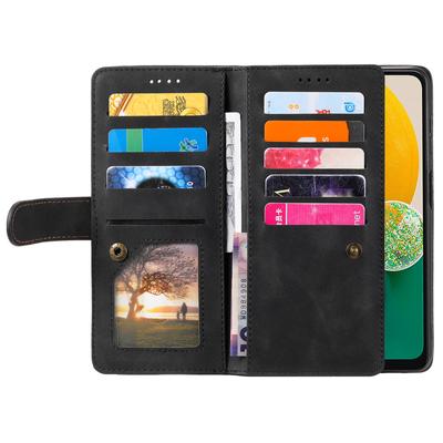 For Samsung Galaxy S24 FE Case Zipper Pocket PU Leather Phone Cover with 9 Card Slots