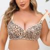 Sexy BH in großer Größe mit Leopardenmuster ohne Stahlring, Weste, BH mit Schnalle vorne, geeignet für große Brüste