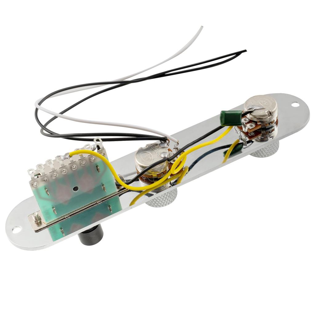 Musiclily Basic 32mm Telecaster Pre-Wired Control Plate with 3-Way Switch for Tele Electric Guitar, Chrome