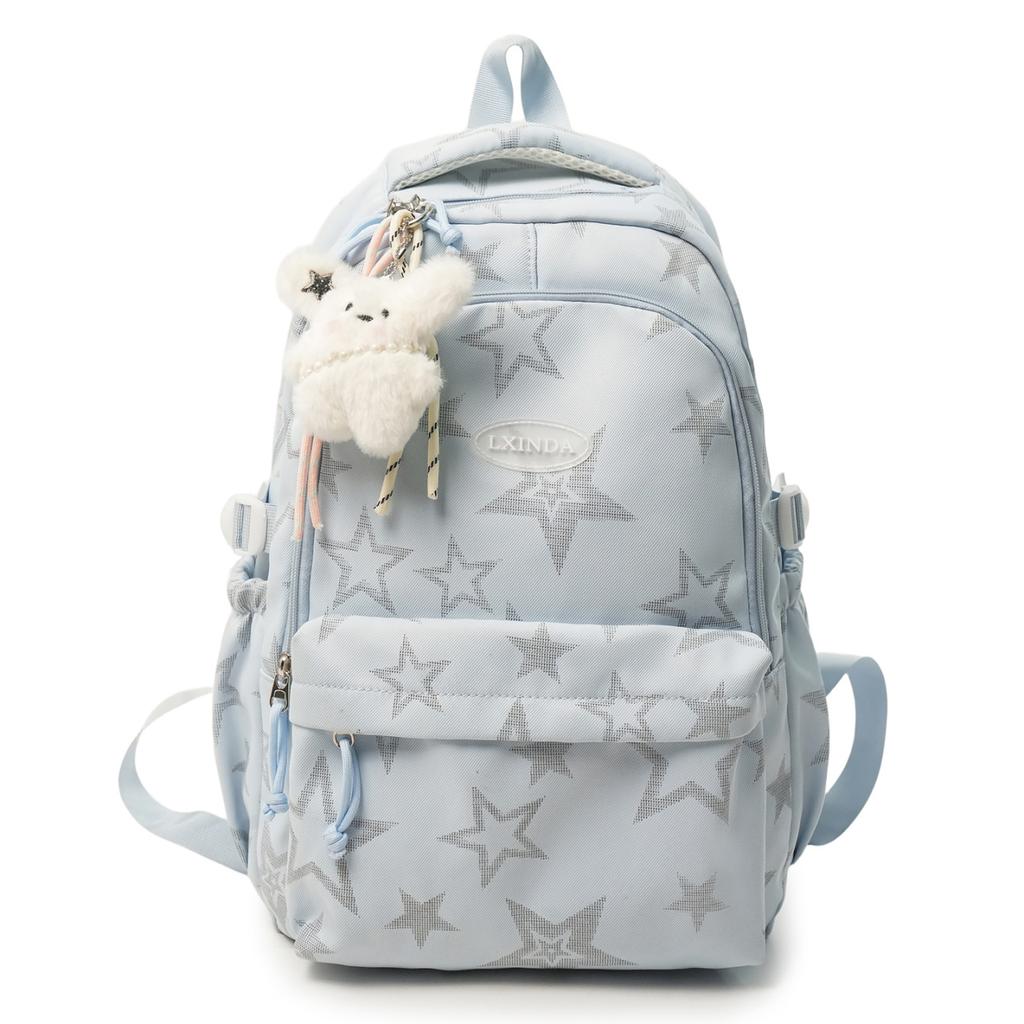 Schoolbag Large capacity schoolbag for men and women, junior high school students, campus solid color backpack, Japanese versatile college student