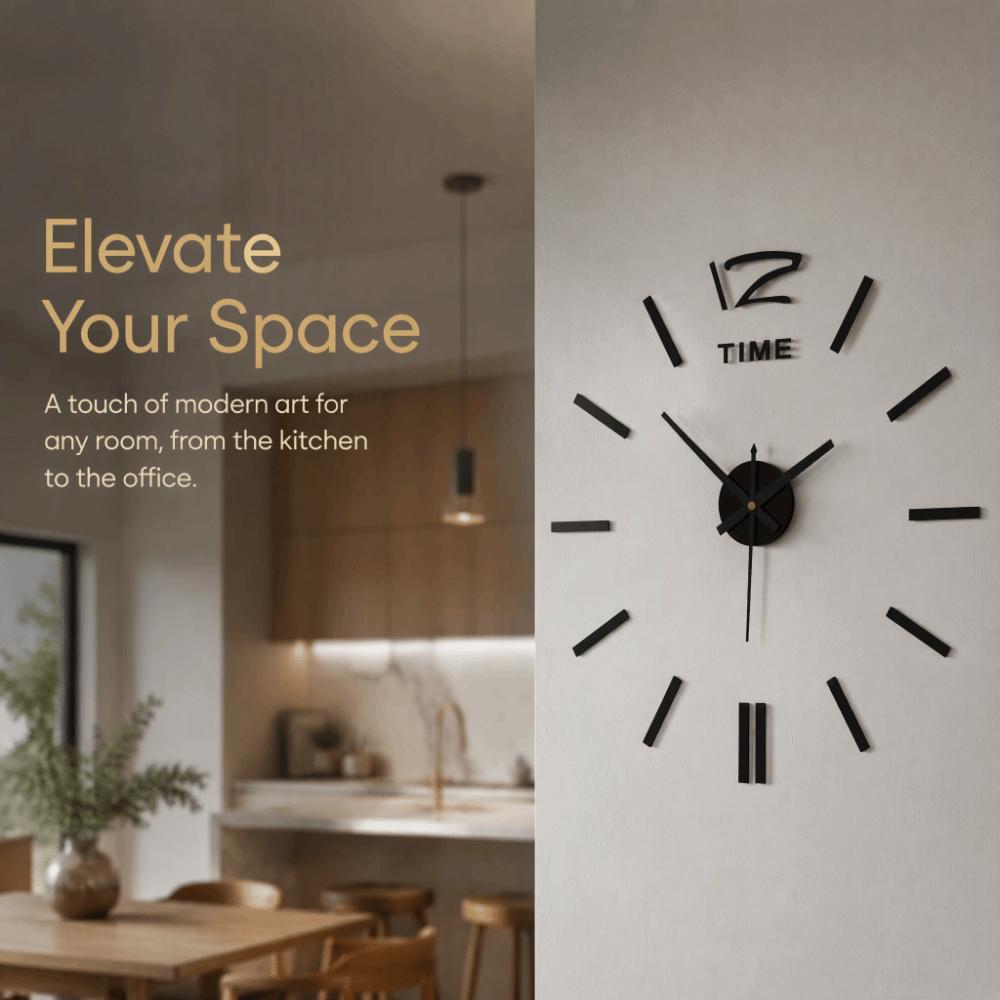 Battery Operated Wall Clock Sticker Frameless Wall Clock Decor DIY Clock Kit Office Decoration