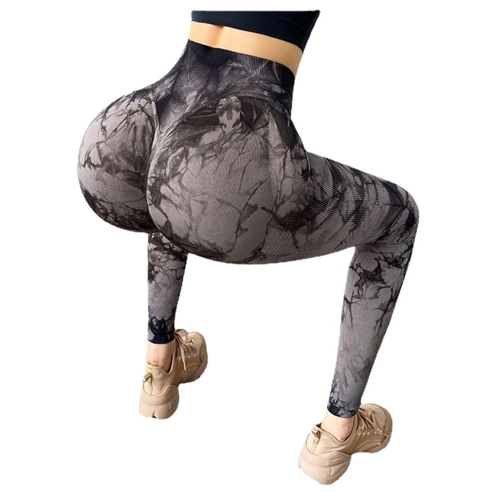 2023 Women's High-Waist Tie-Dye Seamless Butt-Lifting Yoga Pants with Jacquard Design